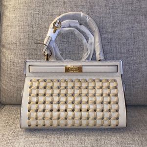 Tory Burch Lee Radziwill Raffia Punch Small Bag